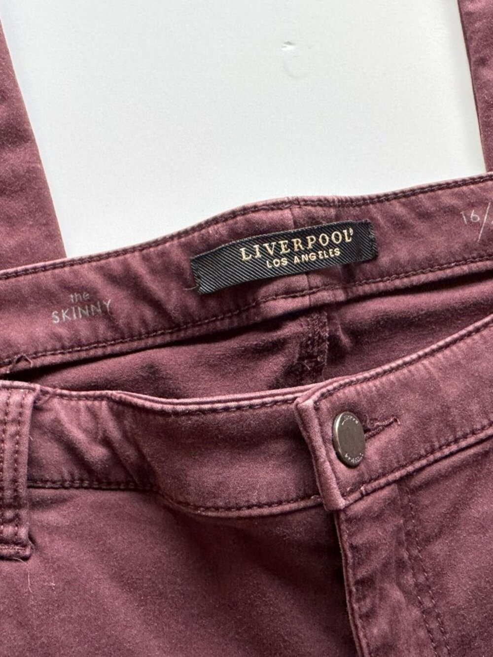 Liverpool Los Angeles Skinny Stretch Maroon Purple Jeans sz 16/33 - Picture 5 of 6
